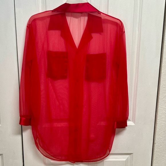 Red Sheer Button-Up Pajama Top Nite Images II Size XL - Picture 5 of 7